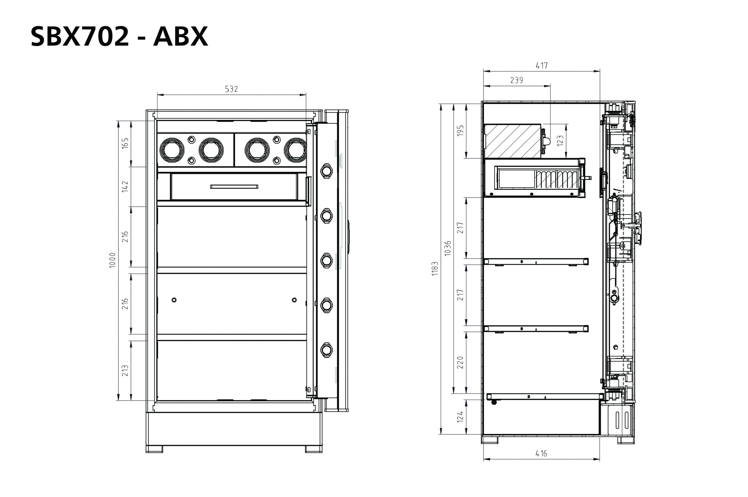 Kích thước lòng trong két sắt Philips SBX702-ABX